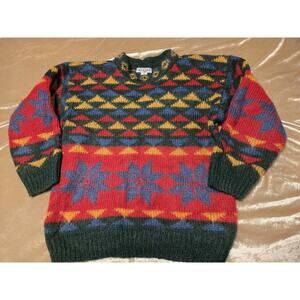 VTG 80s Fall Pattern 50% MOHAIR SWEATER WOMEN sz M Core Natural Fiber Snowflake